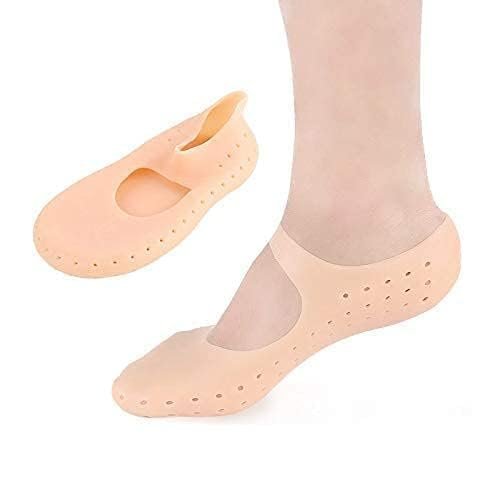 Anti Crack Full Length Silicone Foot Protector Moisturizing Socks - Foot-Care for Cracked Heels, Heel Pad for Heel Pain, Anti Crack Heel Socks (Silicon Strip Socks)