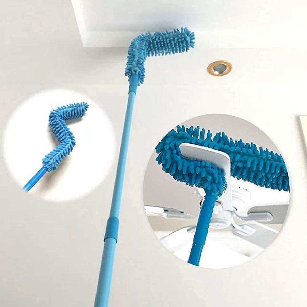 Foldable Microfiber Flexible Fan Cleaning Duster for Quick and Easy Cleaning of Multi-Purpose Cleaning of Home, Kitchen, Car, Office with Long Rod(Multi Color)