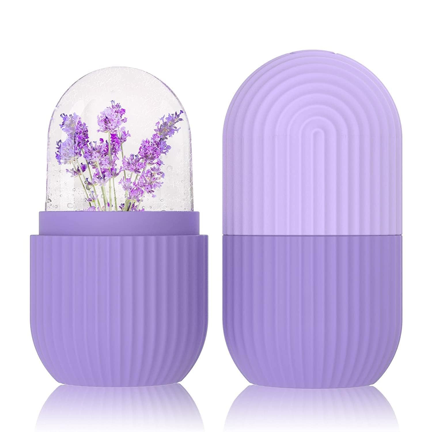 Ice Roller for Face Massager | Reusable Ice Holder Tool for Glowing & Clear Skin | Easy to Use and Carry | Cold Massage Therapy for Skin (Purple (2 Pack))