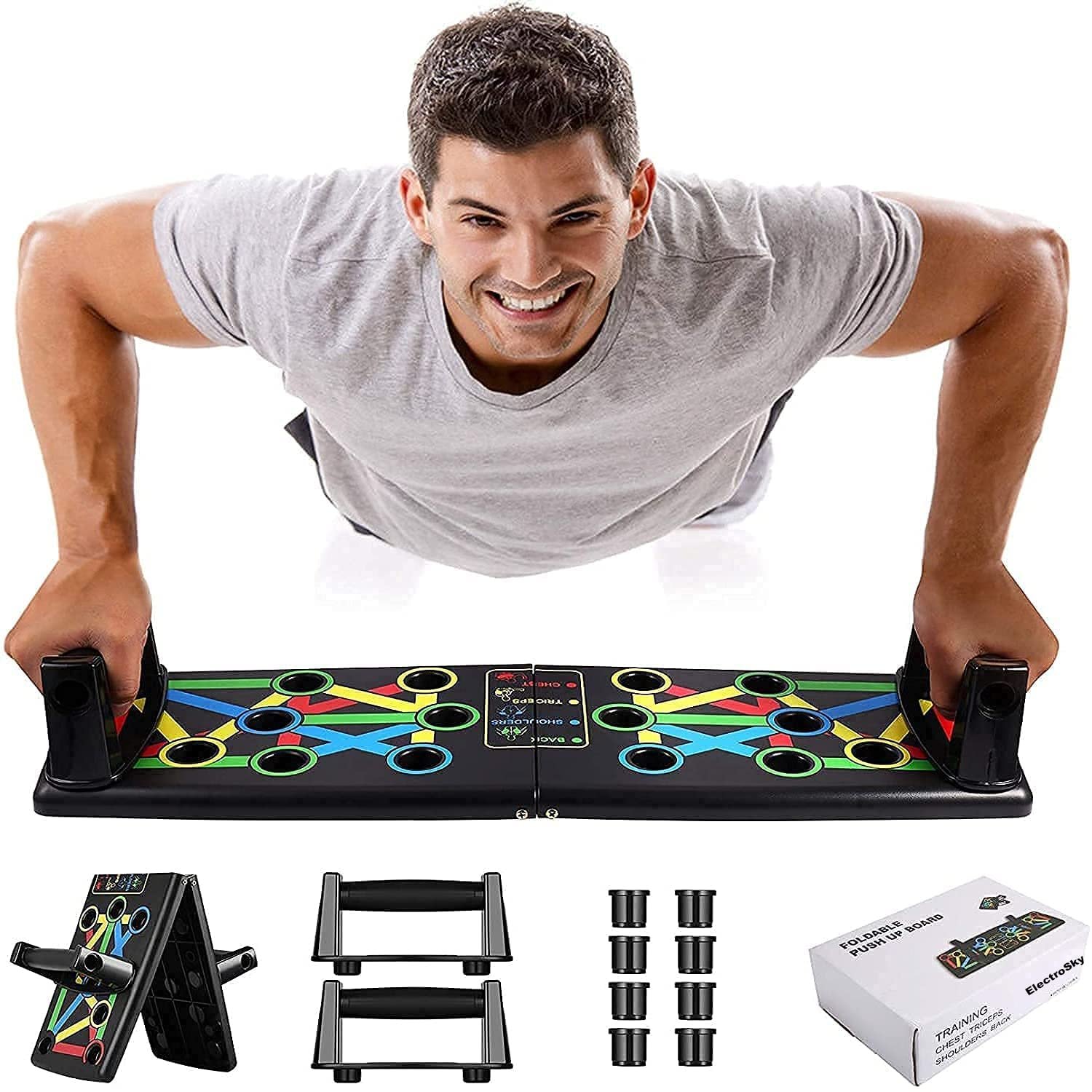 Pushup Board, 15 in 1 Push up board for men, push up bar, push up stand, pushup bars, gym equipment for men, excersing equipment, chest workout equipment (Black)