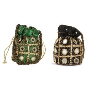 Combo of Gold & Black Color Designer Embroidered Potli Bag