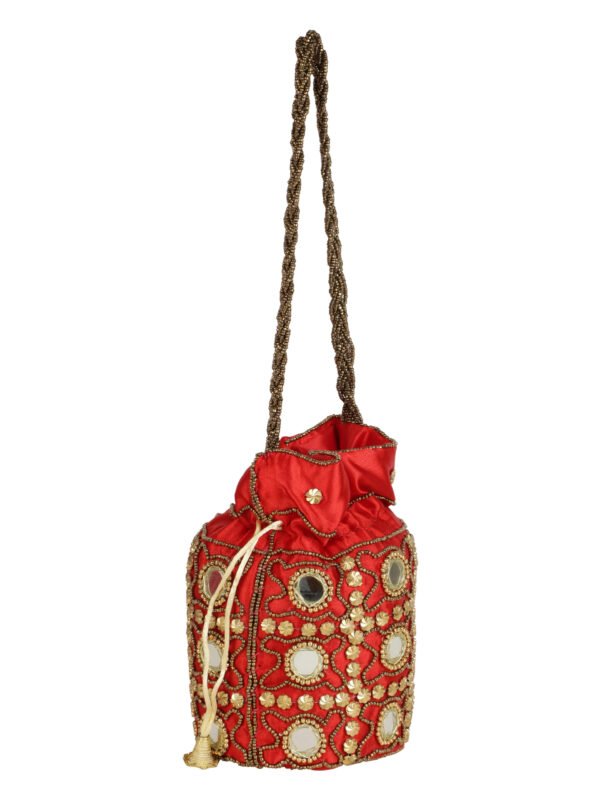 Combo - Designer Embroidered Potli Bag - Red & Black - Image 2