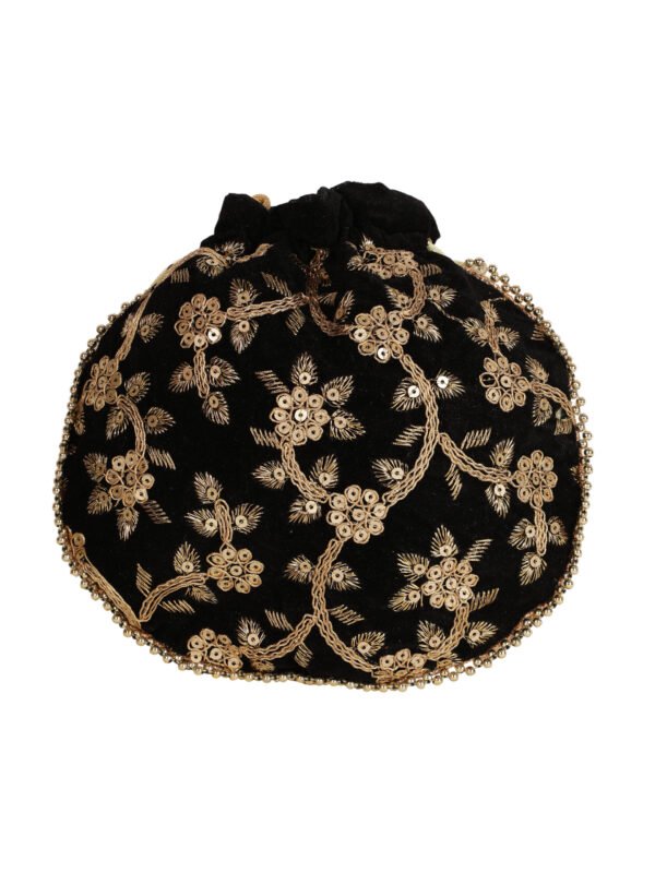 Combo of Beige & Black Color Designer Embroidered Potli Bag - Image 2