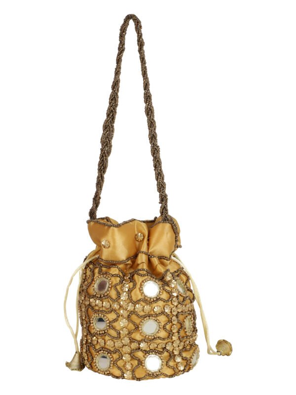 Combo - Designer Embroidered Potli Bag - Yellow & Gold - Image 5