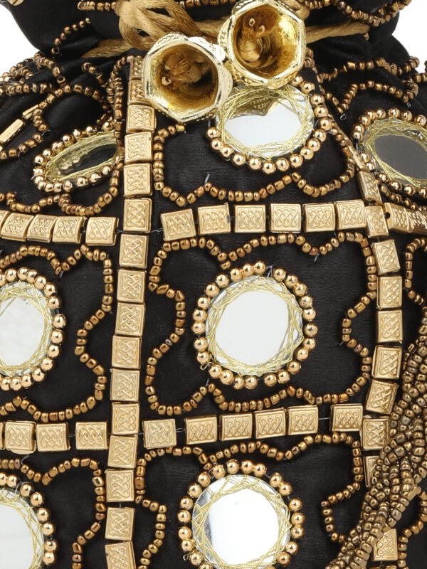 Combo - Designer Embroidered Potli Bag - Golden & Black - Image 5