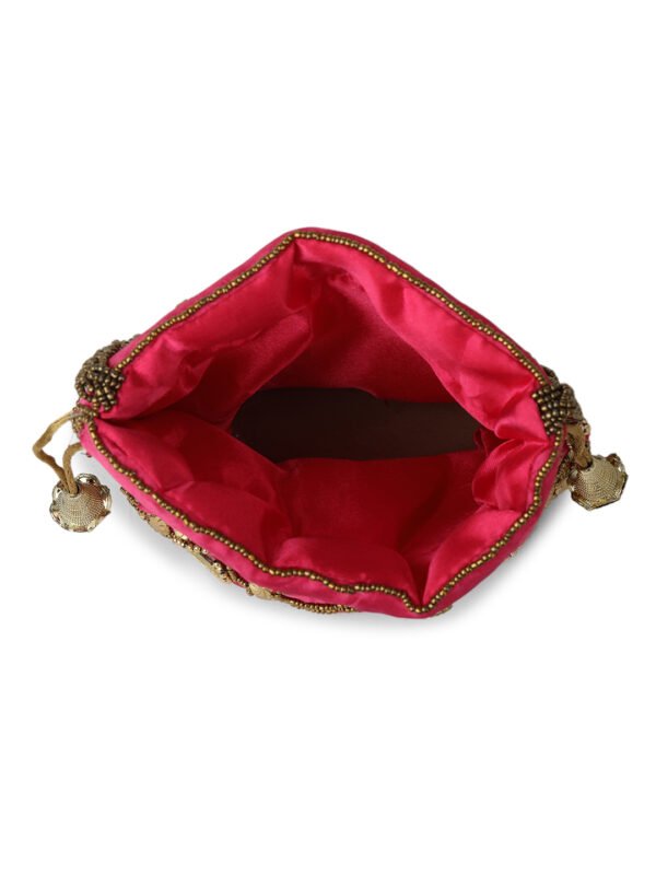 Combo - Designer Embroidered Potli Bag - Yellow & Red - Image 5