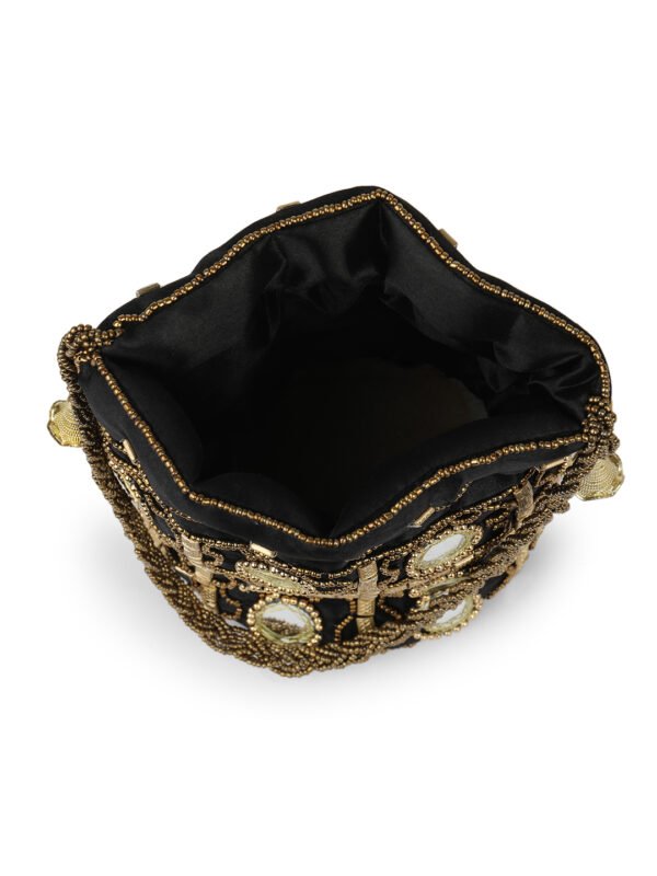 Combo of White & Black Color Designer Embroidered Potli Bag - Image 3