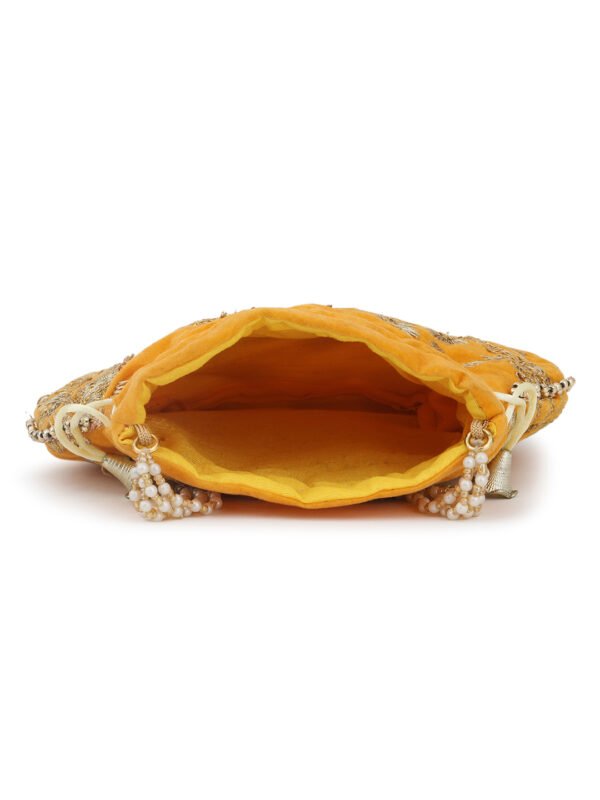 Combo - Designer Embroidered Potli Bag - Golden & Yellow - Image 7