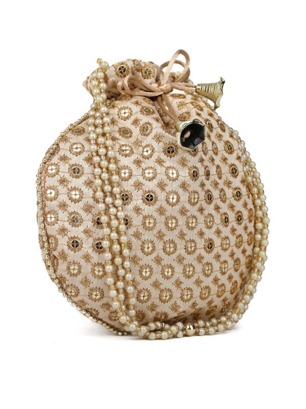 Combo - Designer Embroidered Potli Bag - Yellow & Golden - Image 5