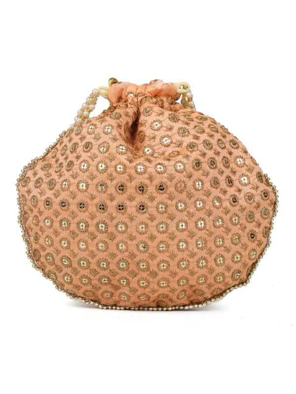 Combo of Beige & Black Color Designer Embroidered Potli Bag - Image 4