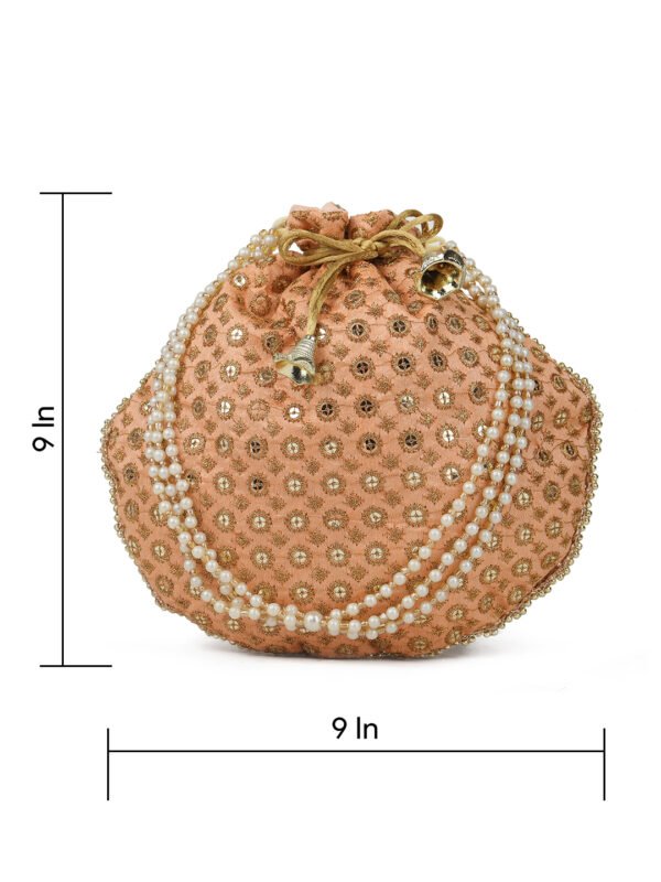 Combo of Beige & Black Color Designer Embroidered Potli Bag - Image 6
