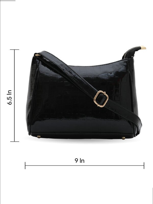 Black Structured Sling Bag - Image 2