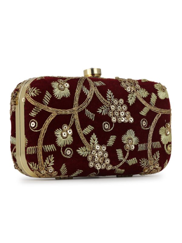 Combo Of Boho Bag And Maroon Embroidered Box Clutch For Girls and womens - Image 2