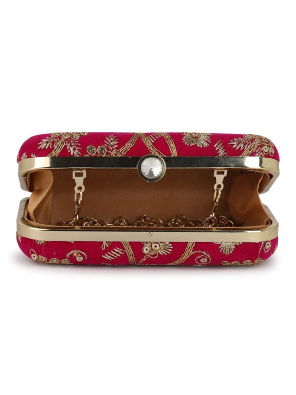 Pink Embroidered Box Clutch For Girls and womens - Image 5