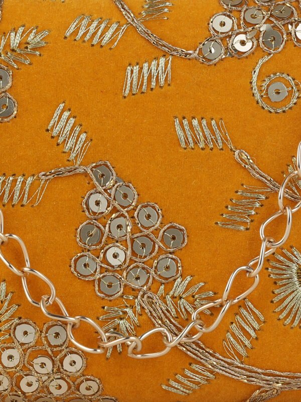 Mustard Embroidered Box Clutch For Girls and womens - Image 2