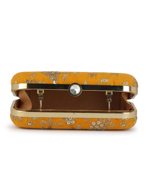 Mustard Embroidered Box Clutch For Girls and womens - Image 5