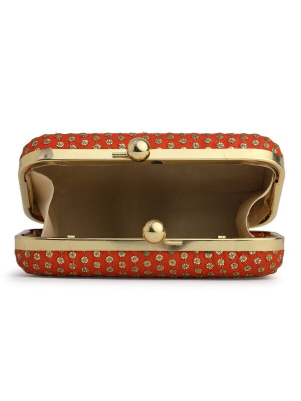 Orange & Gold Embroidered Box Clutches For Girls and womens - Image 5