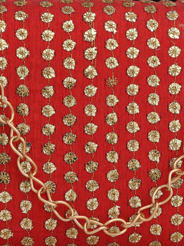 Red & Gold Embroidered Box Clutches For Girls and womens - Image 2