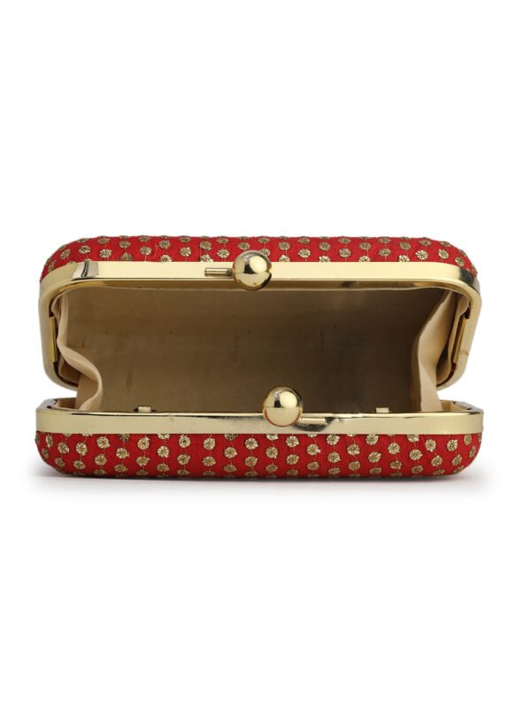 Red & Gold Embroidered Box Clutches For Girls and womens - Image 5