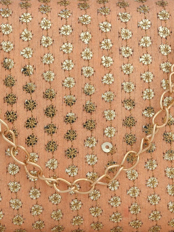 Peach & Gold Embroidered Box Clutches For Girls and womens - Image 2