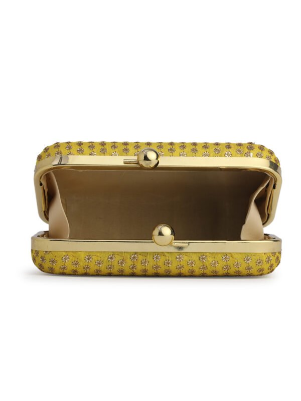 Yellow & Gold Embroidered Box Clutches For Girls and womens - Image 5