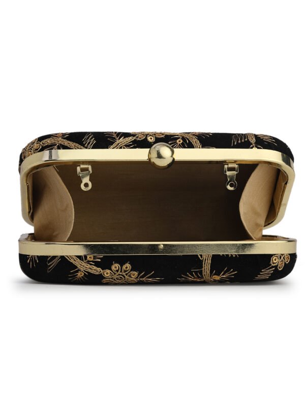Black & Gold Embroidered Box Clutches For Girls and womens - Image 5