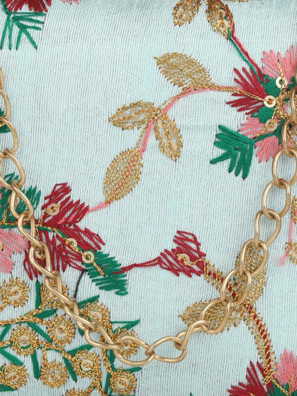 Blue & Gold Embroidered Box Clutches For Girls and womens - Image 5