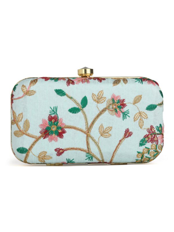 Blue & Gold Embroidered Box Clutches For Girls and womens - Image 3