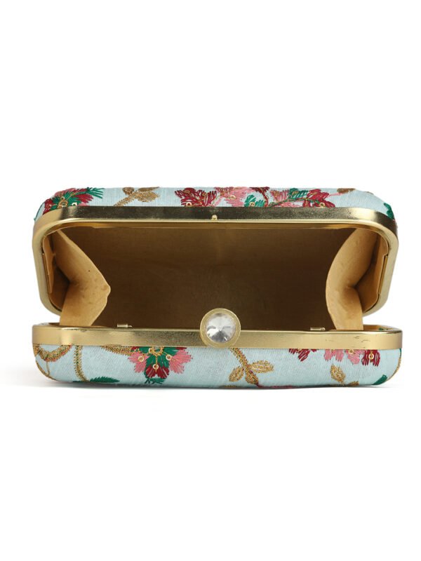 Blue & Gold Embroidered Box Clutches For Girls and womens - Image 4