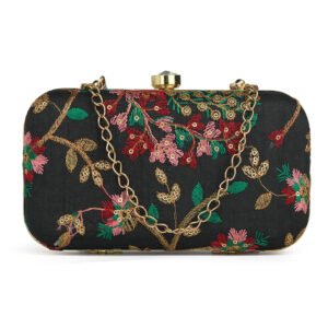 Black & Red Embroidered Box Clutches For Girls and womens
