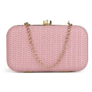 Pink & GoldEmbroidered Box Clutches For Girls and womens