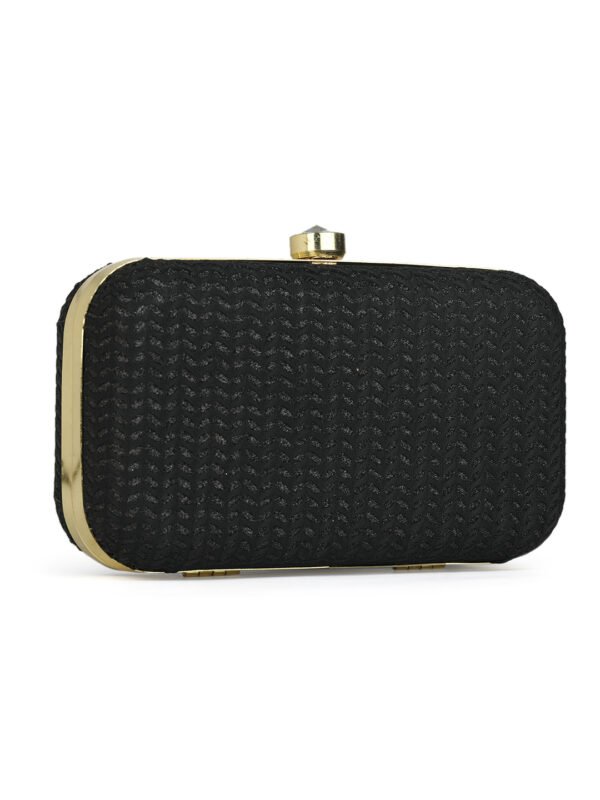 Black & Gold Embroidered Box Clutches For Girls and womens - Image 3