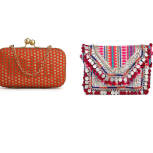 Combo Of Boho Bag And Orange & Gold Embroidered Box Clutches For Girls and womens