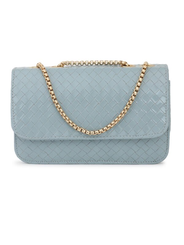 Grey Woven Design Structured Shoulder Bag