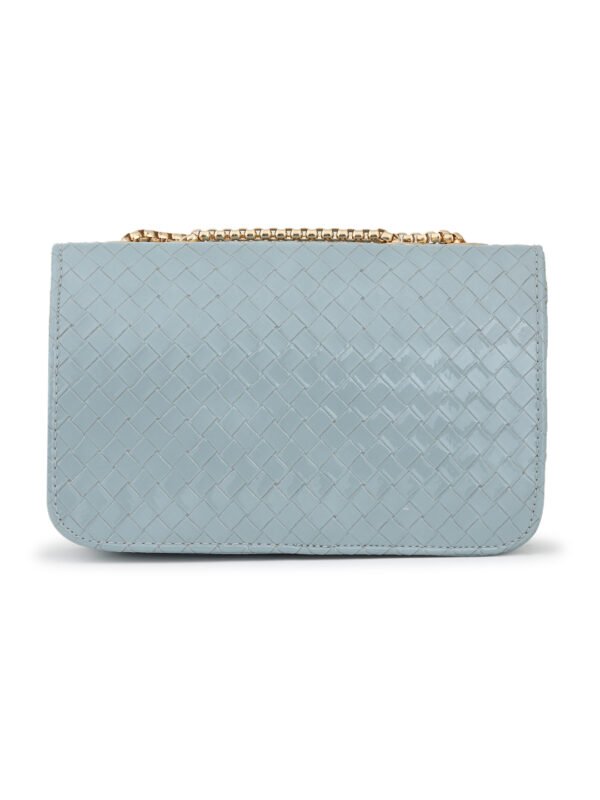 Grey Woven Design Structured Shoulder Bag - Image 4