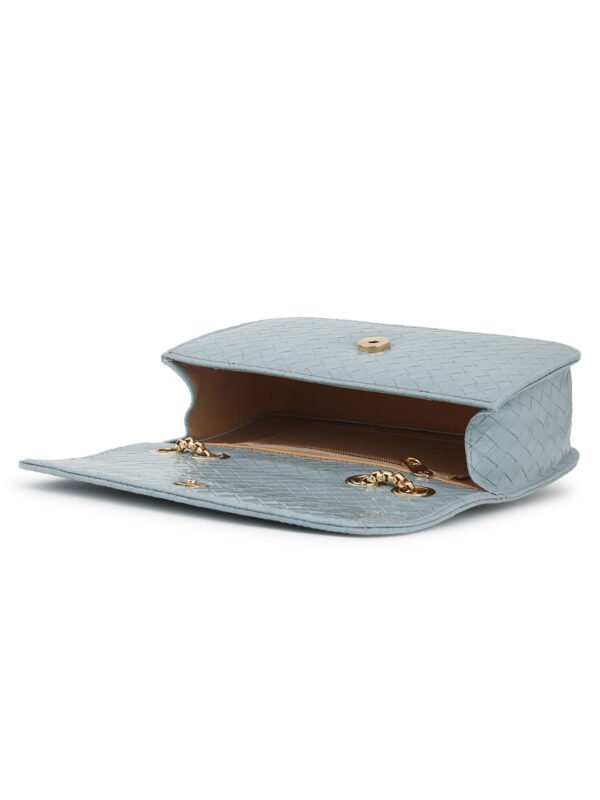 Grey Woven Design Structured Shoulder Bag - Image 2