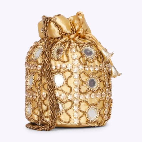 Combo - Designer Embroidered Potli Bag - Yellow & Gold - Image 4