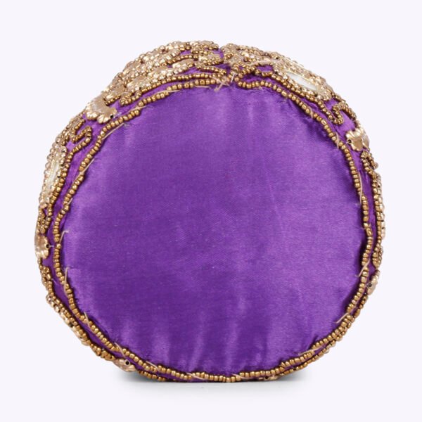 Combo - Designer Embroidered Potli Bag - Yellow & Purple - Image 6