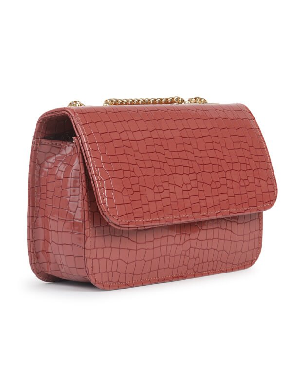 Rust Red Textured Structured Sling Bag