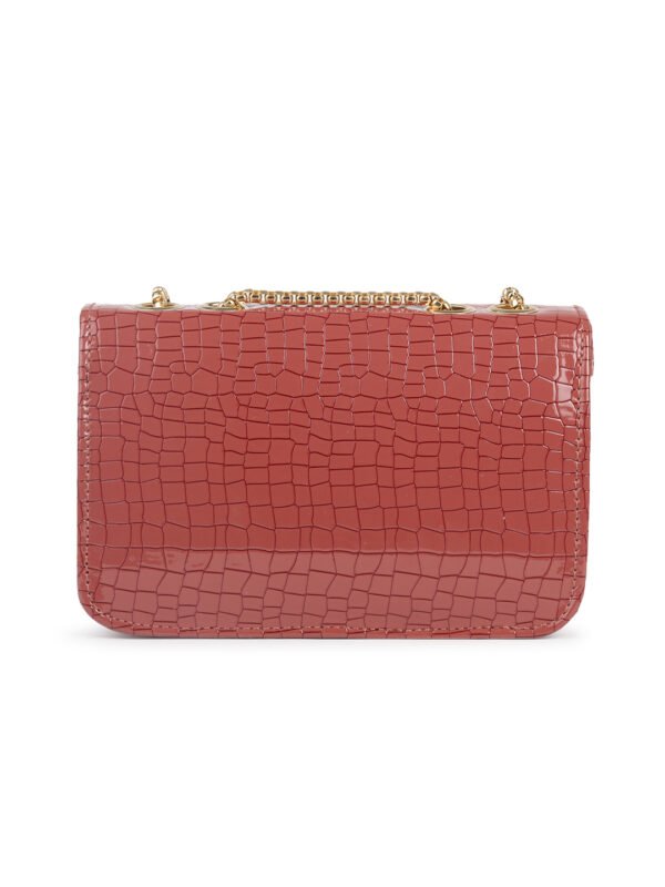 Rust Red Textured Structured Sling Bag - Image 2