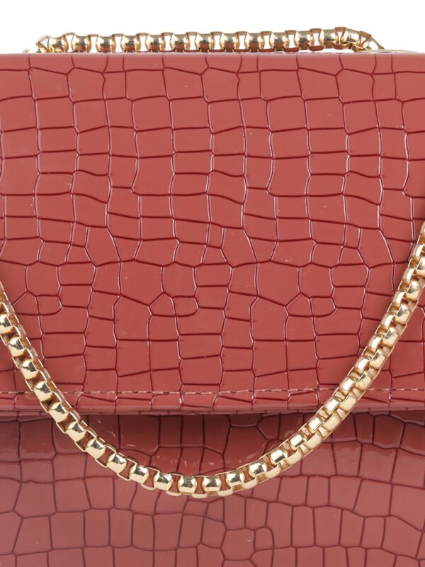 Rust Red Textured Structured Sling Bag - Image 5