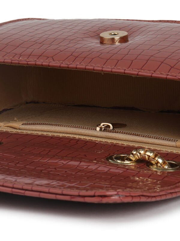 Rust Red Textured Structured Sling Bag - Image 4