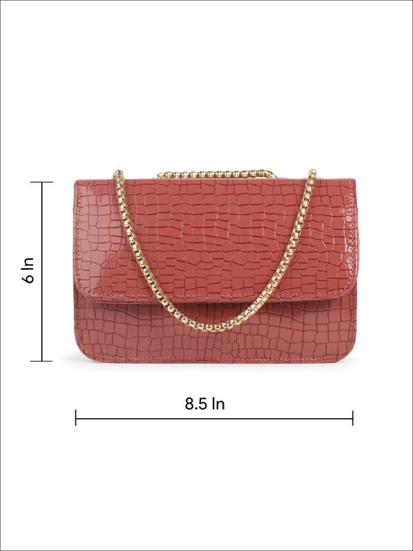 Rust Red Textured Structured Sling Bag - Image 3